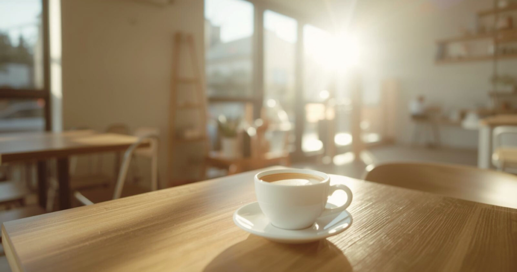 逗子駅から徒歩15分の静かなエリアにある地元で人気のカフェ店内